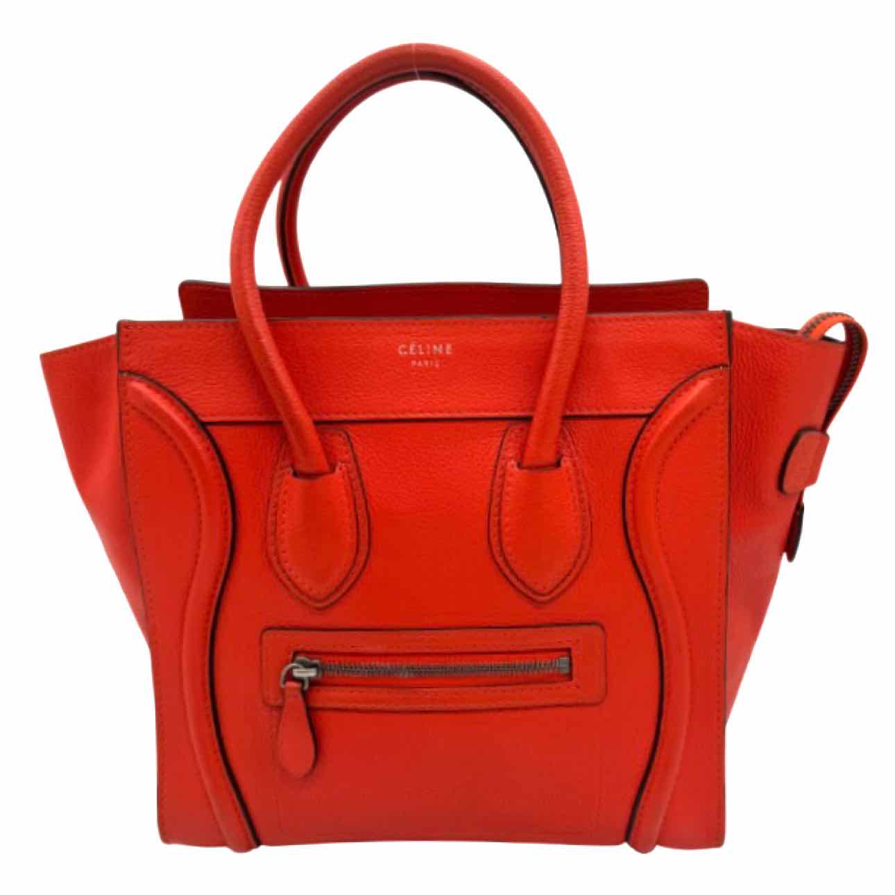 CELINE Smooth Calfskin Mini Luggage Tote Bag Orange