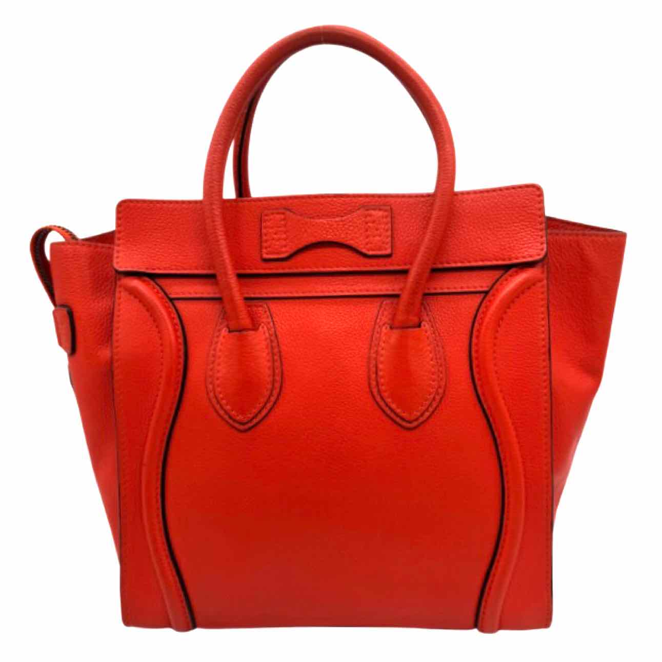 CELINE Smooth Calfskin Mini Luggage Tote Bag Orange