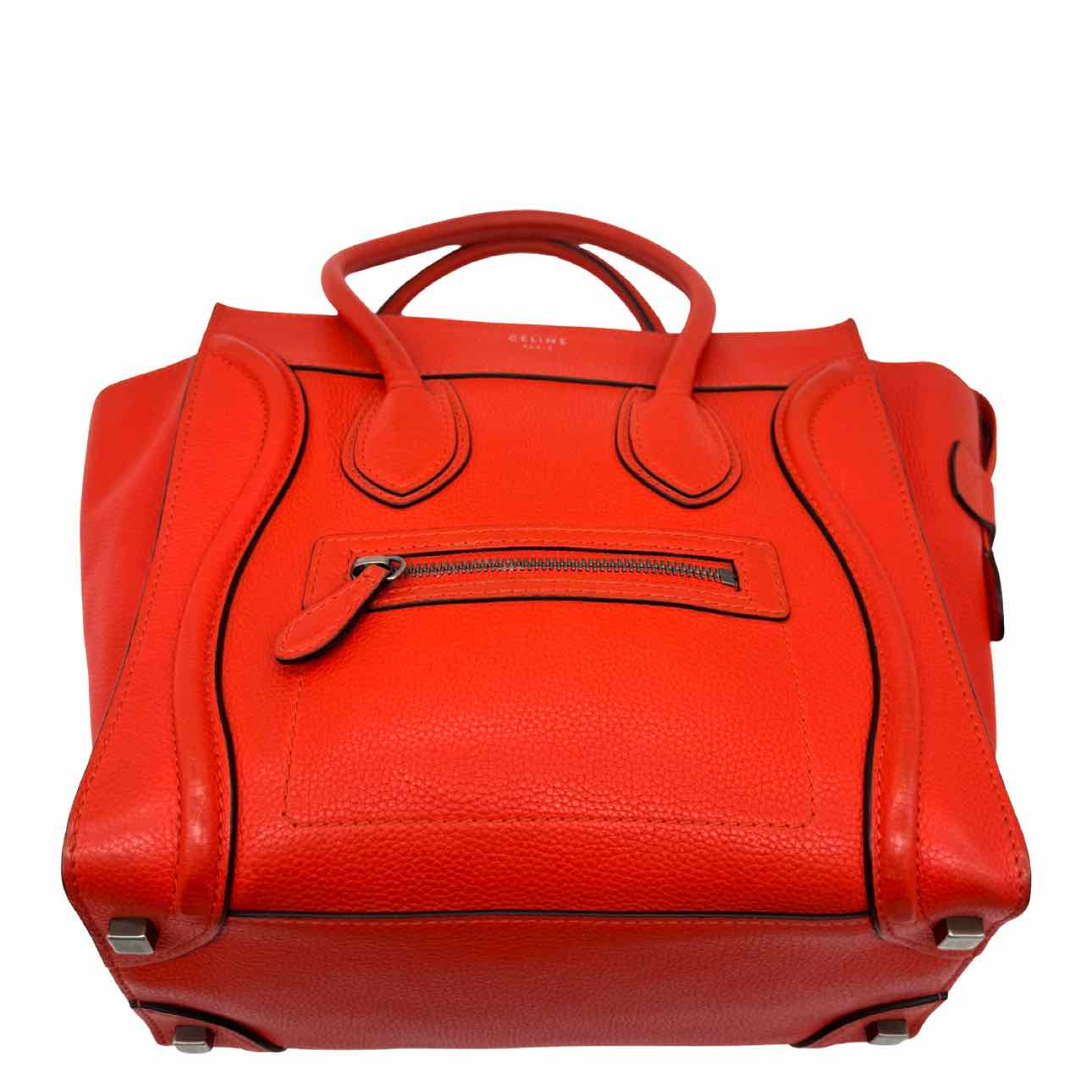CELINE Smooth Calfskin Mini Luggage Tote Bag Orange