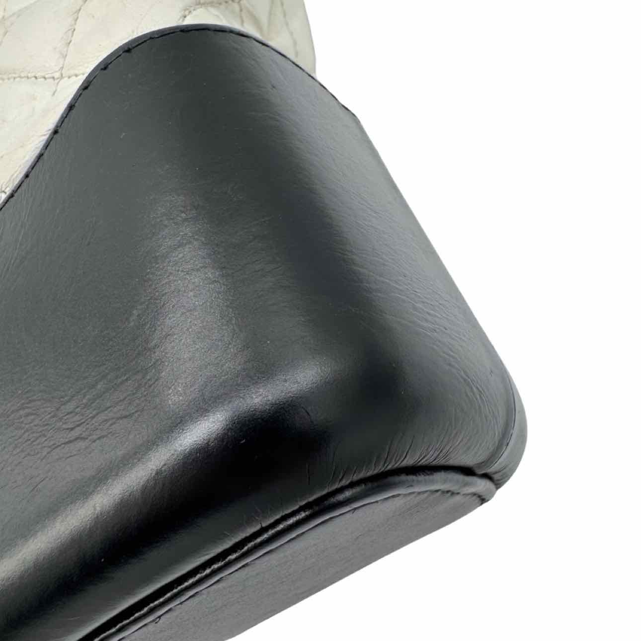 CHANEL Aged Calfkin Quilted Medium Gabrielle White Hobo Bag