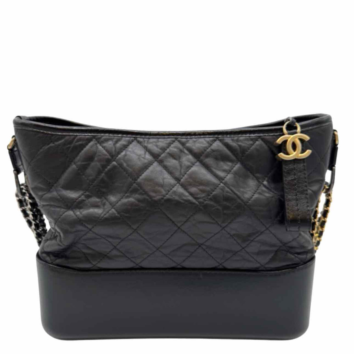 CHANEL Aged Calfskin Medium Gabrielle Hobo Bag Black