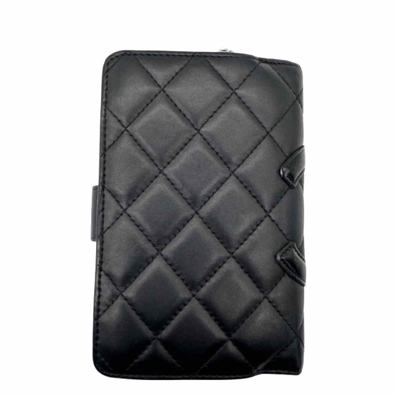 CHANEL Calfskin Cambon Line Bi-fold Wallet Black