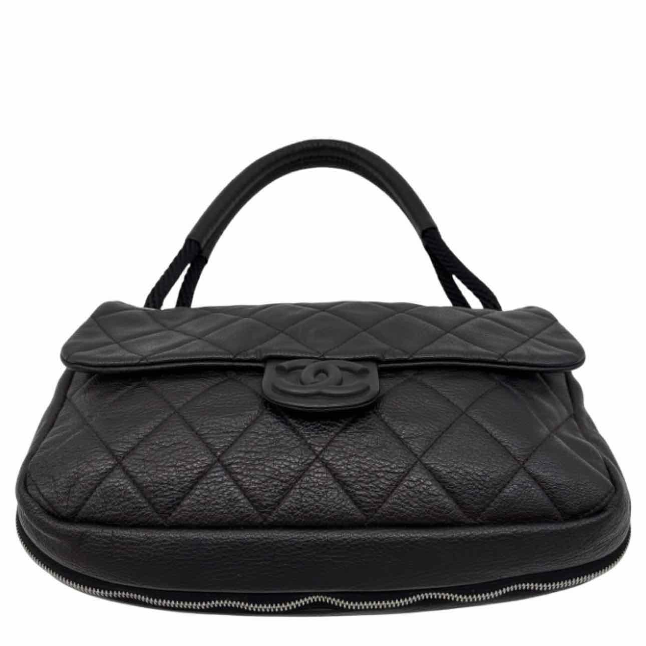 CHANEL Calfskin Yacht Jumbo Flap Black