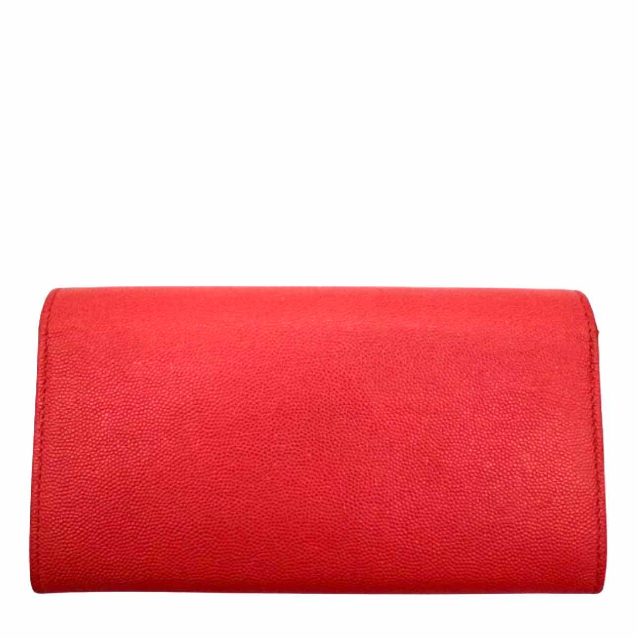 CHANEL Caviar Leather Classic Flap Wallet Coral