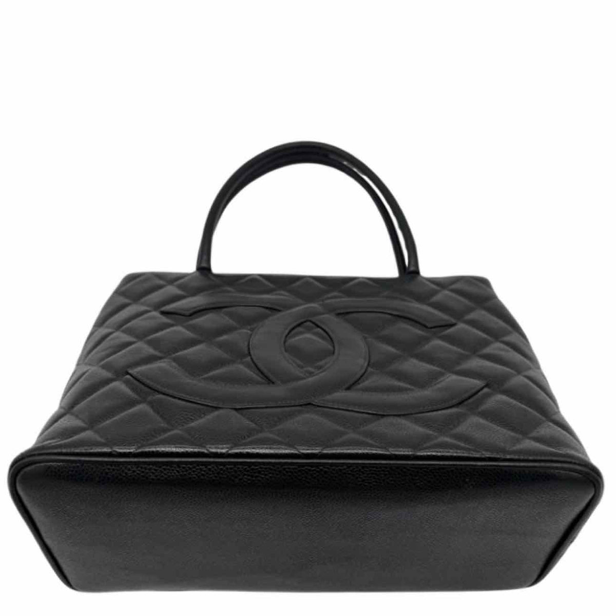 CHANEL Caviar Leather Medallion Tote Black Gold HW