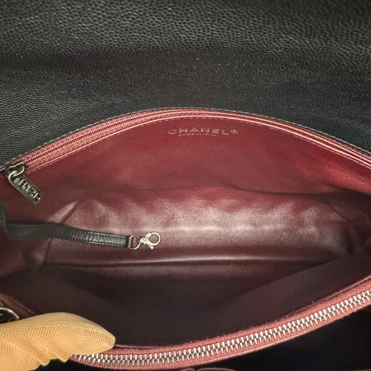 CHANEL Caviar Quilted Large Coco Lizard Handle Flap Black