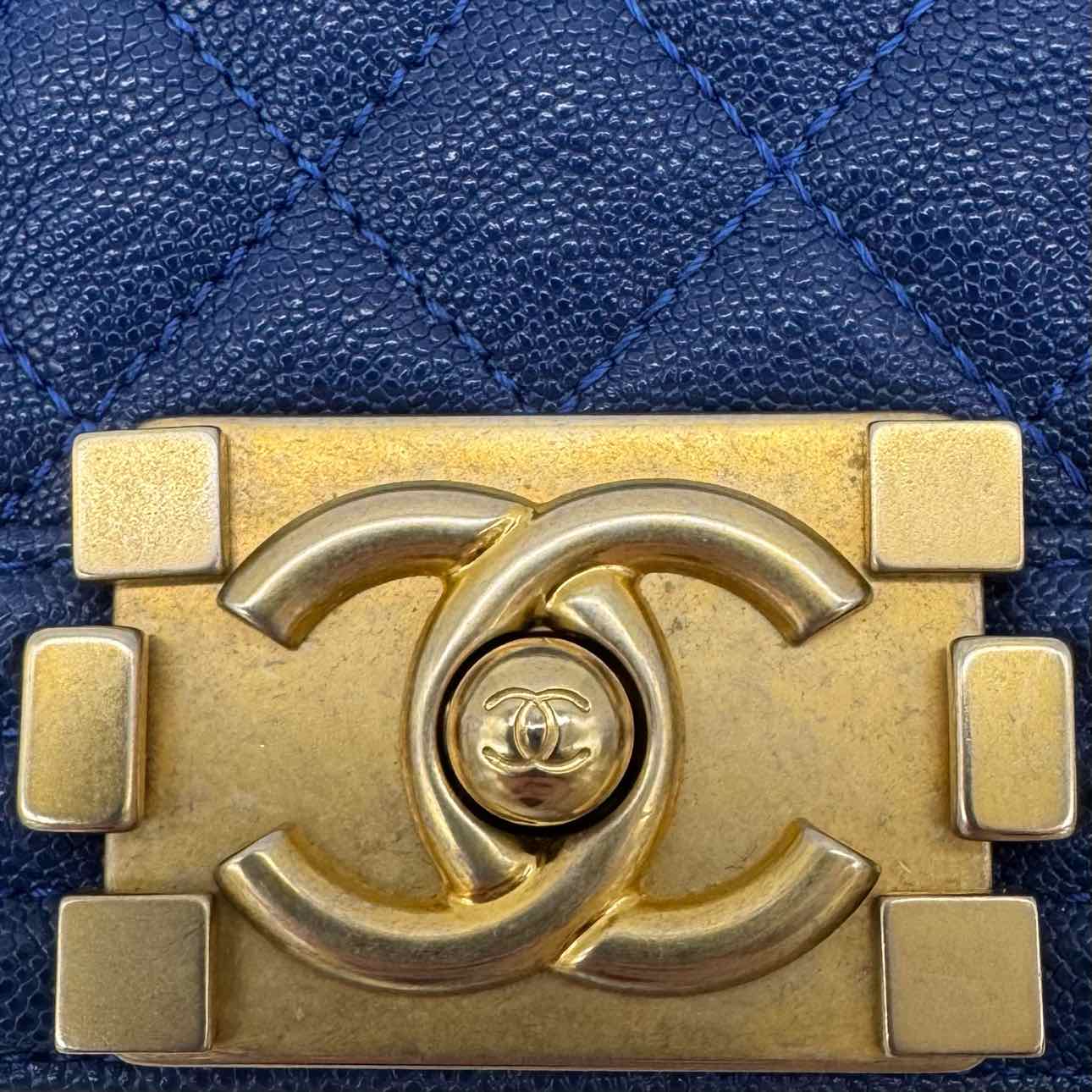 CHANEL Caviar Quilted Small Boy Bag Blue