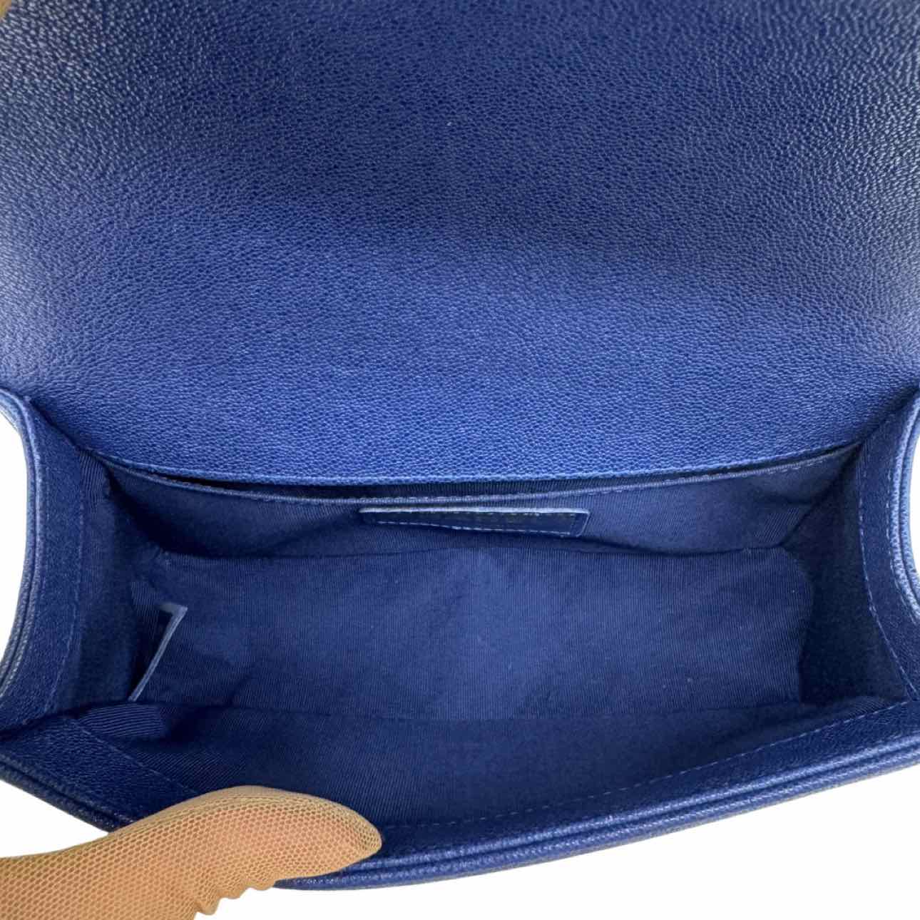 CHANEL Caviar Quilted Small Boy Bag Blue