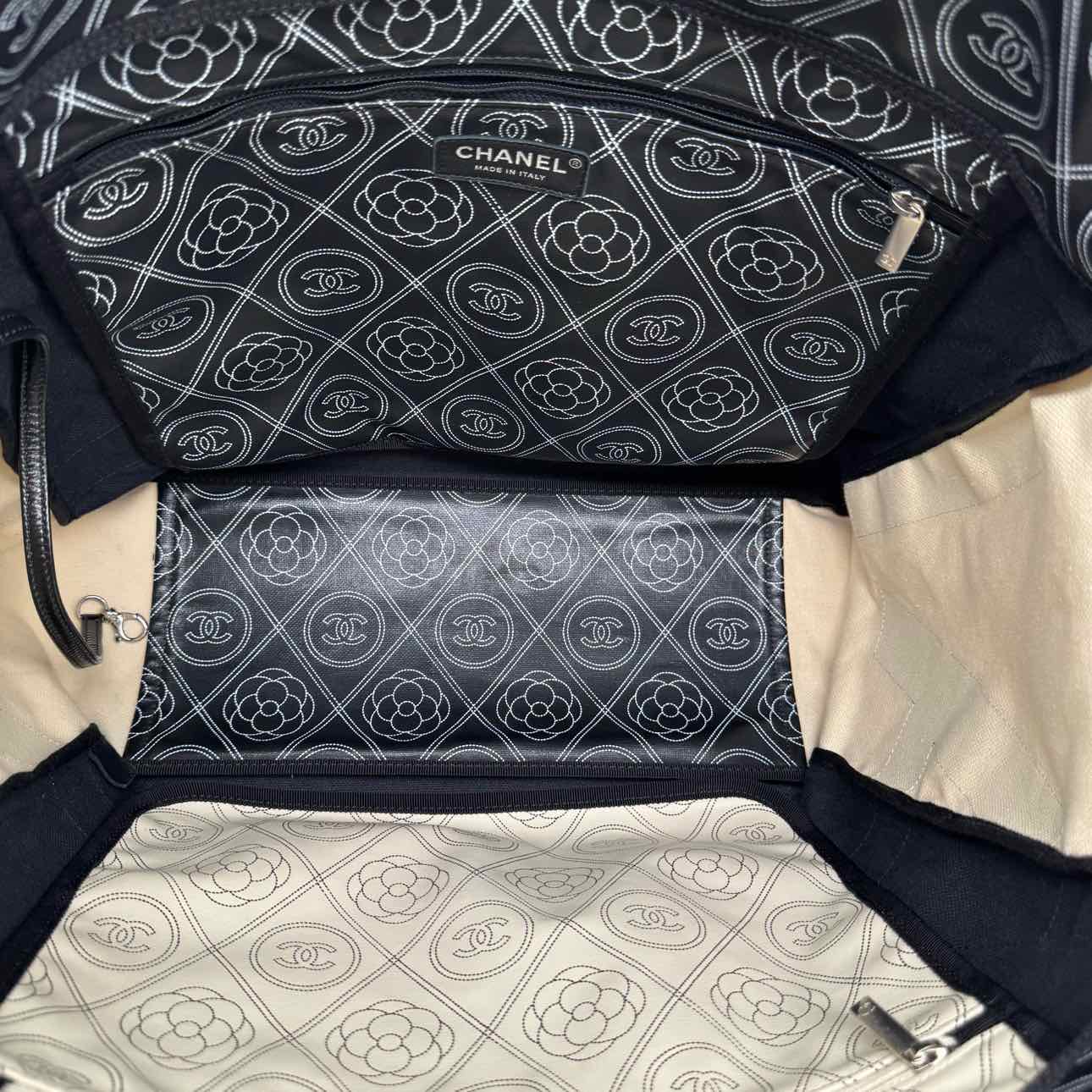 CHANEL Coated Canvas Camelia Logo Deauville Shopping Tote