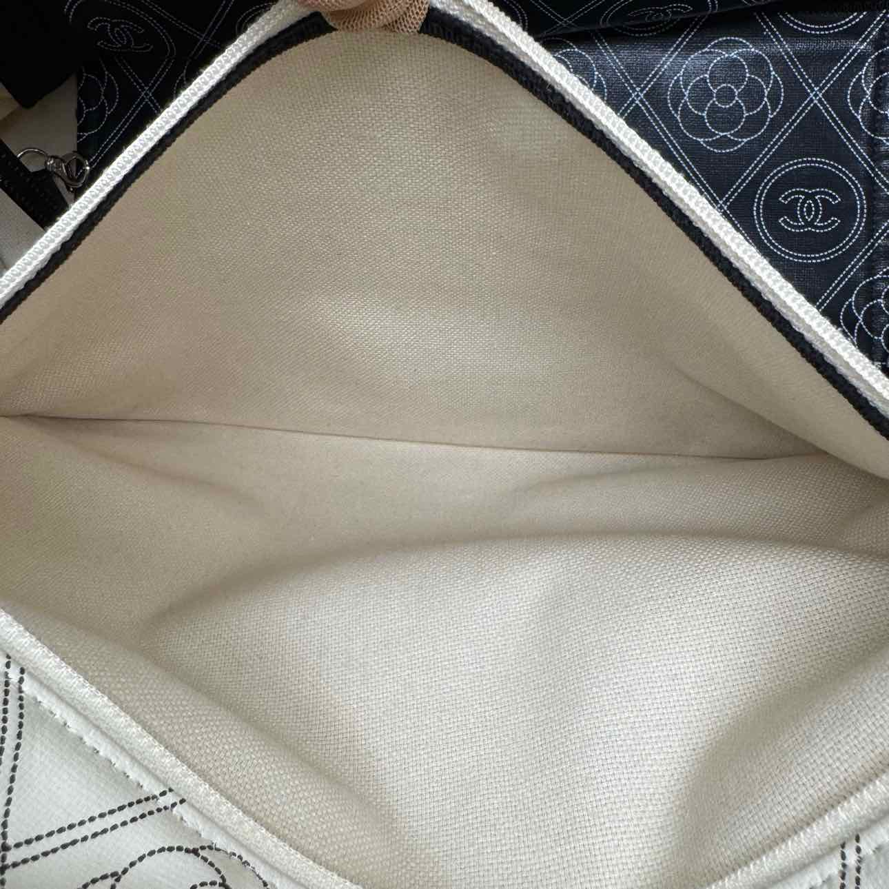 CHANEL Coated Canvas Camelia Logo Deauville Shopping Tote