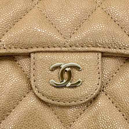 CHANEL Iridescent Caviar Quilted Long Gusset Flap Wallet Beige (Pre-Owned)