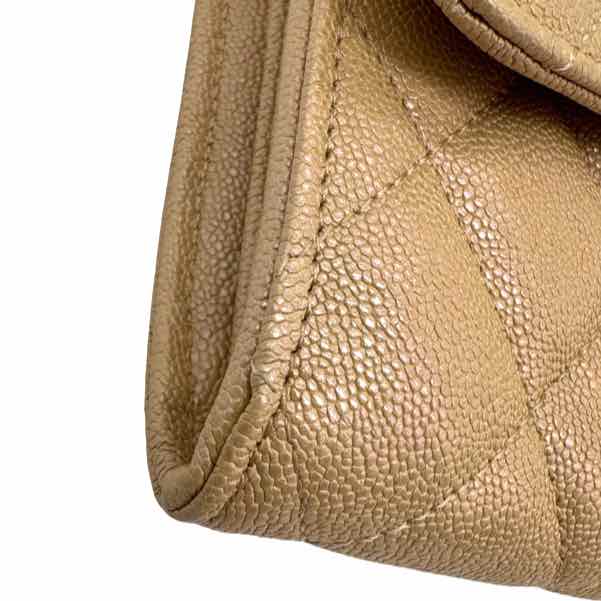 CHANEL Iridescent Caviar Quilted Long Gusset Flap Wallet Beige (Pre-Owned)