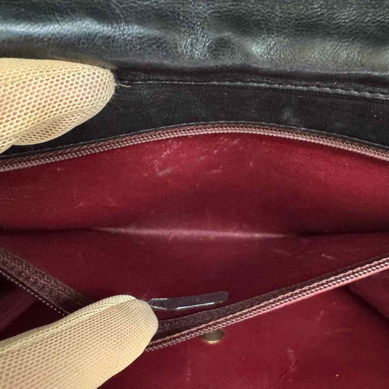 CHANEL Lambskin Flap Push Lock Shoulder Bag Black