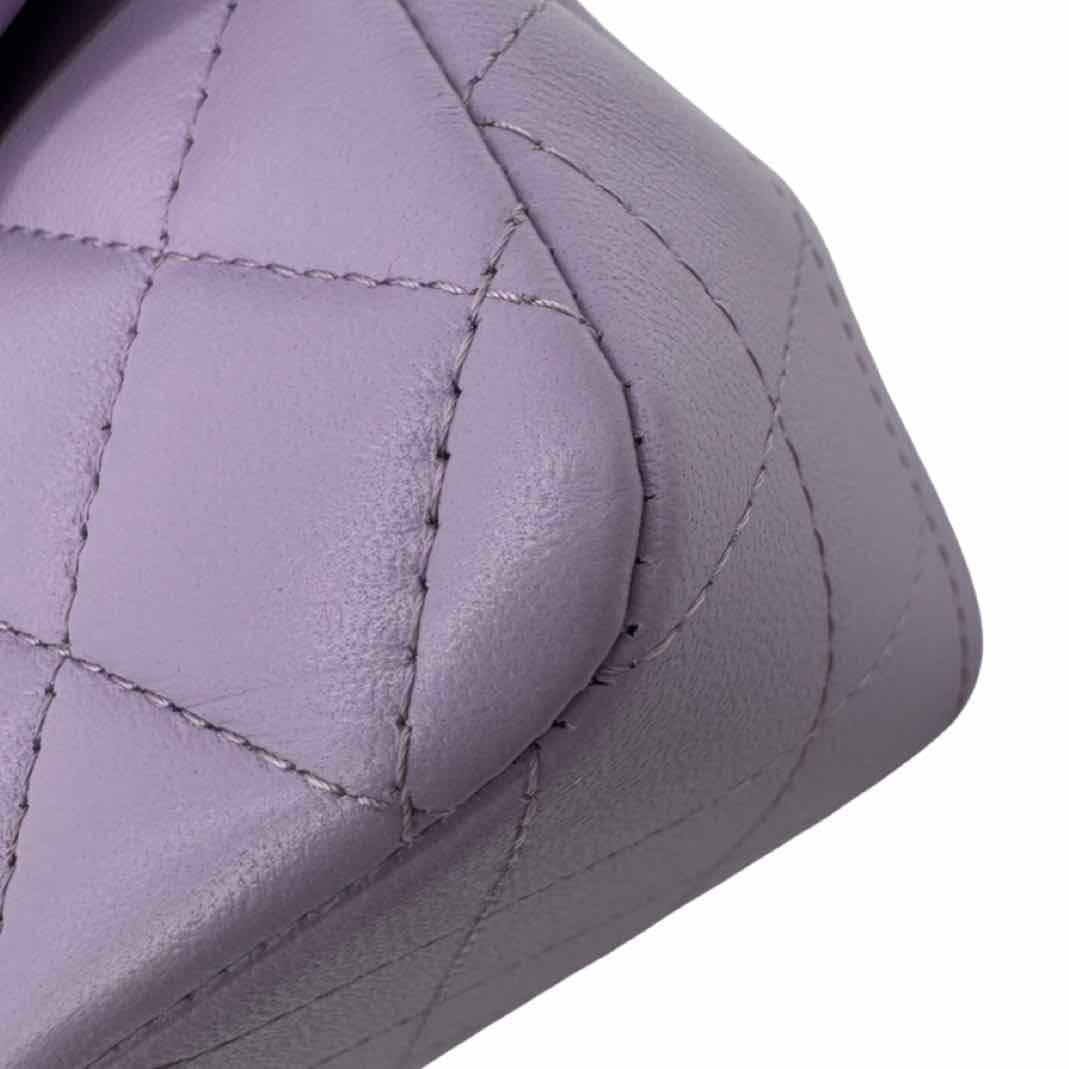 CHANEL Lambskin Mini Rectangular Top Handle Flap Lilac