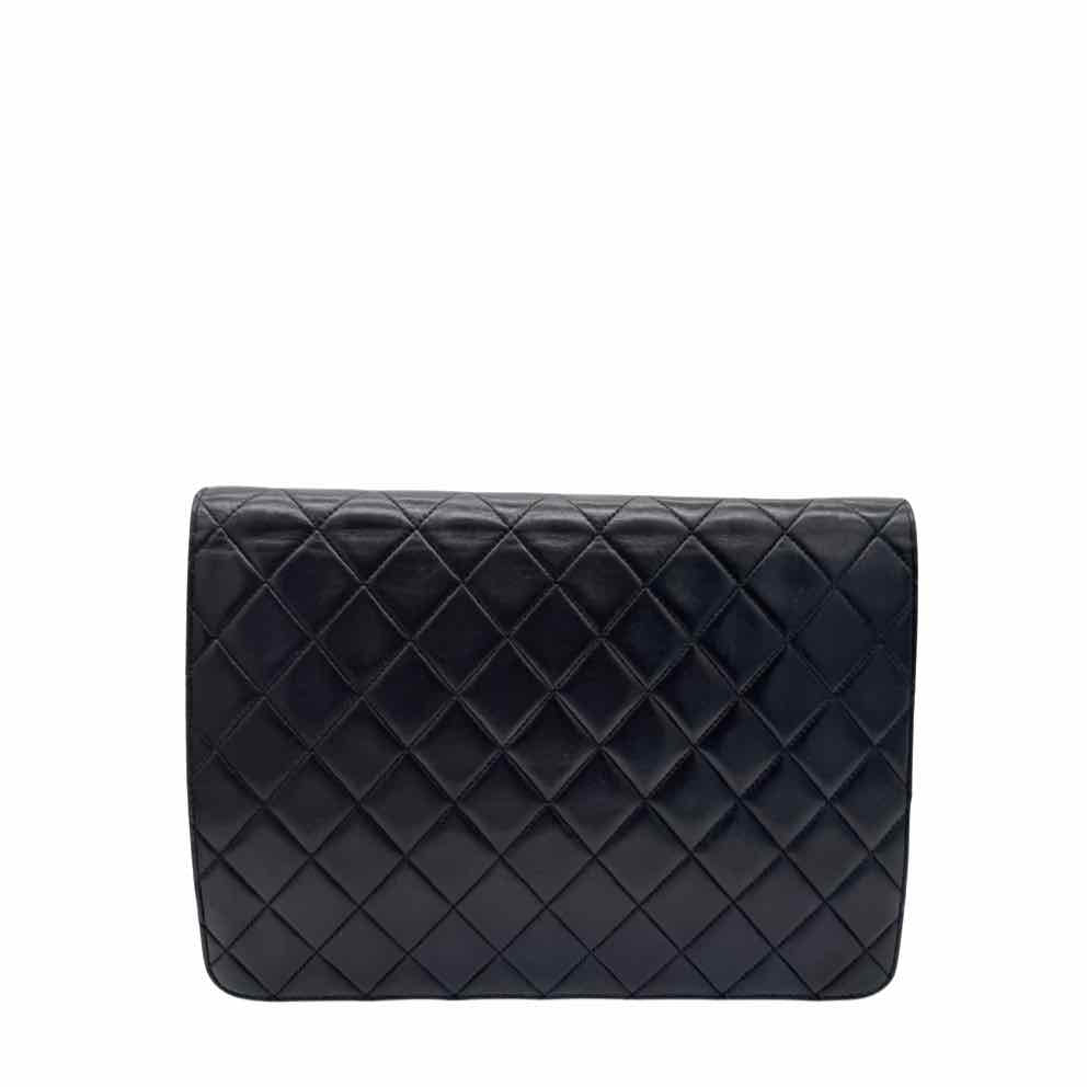 CHANEL Lambskin Push Lock Medium Half Flap Black (Pre-Owned)