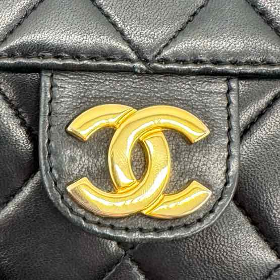 CHANEL Lambskin Push Lock Medium Half Flap Black (Pre-Owned)
