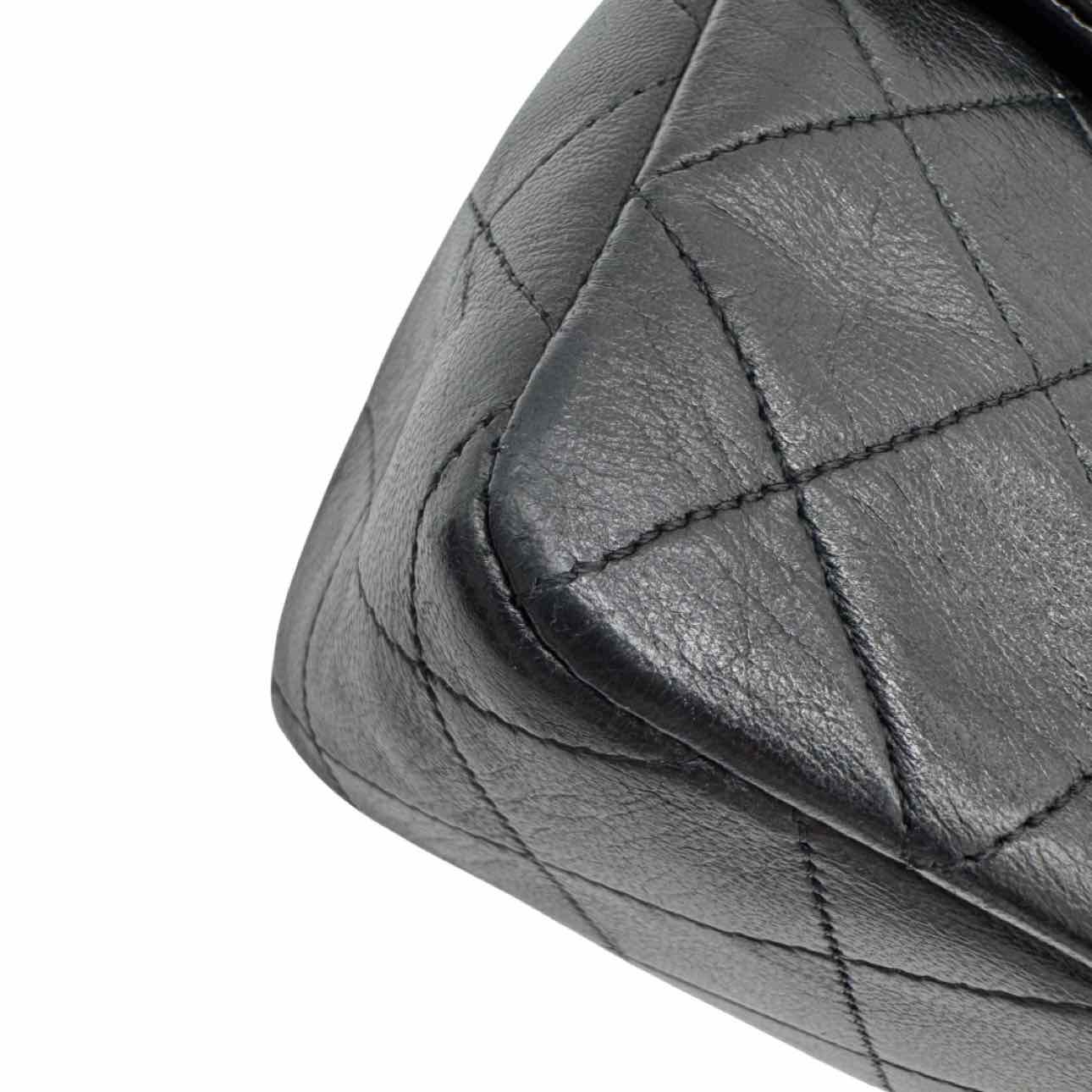 CHANEL Lambskin Quilted Twist Lock Mini Classic Half Flap Black