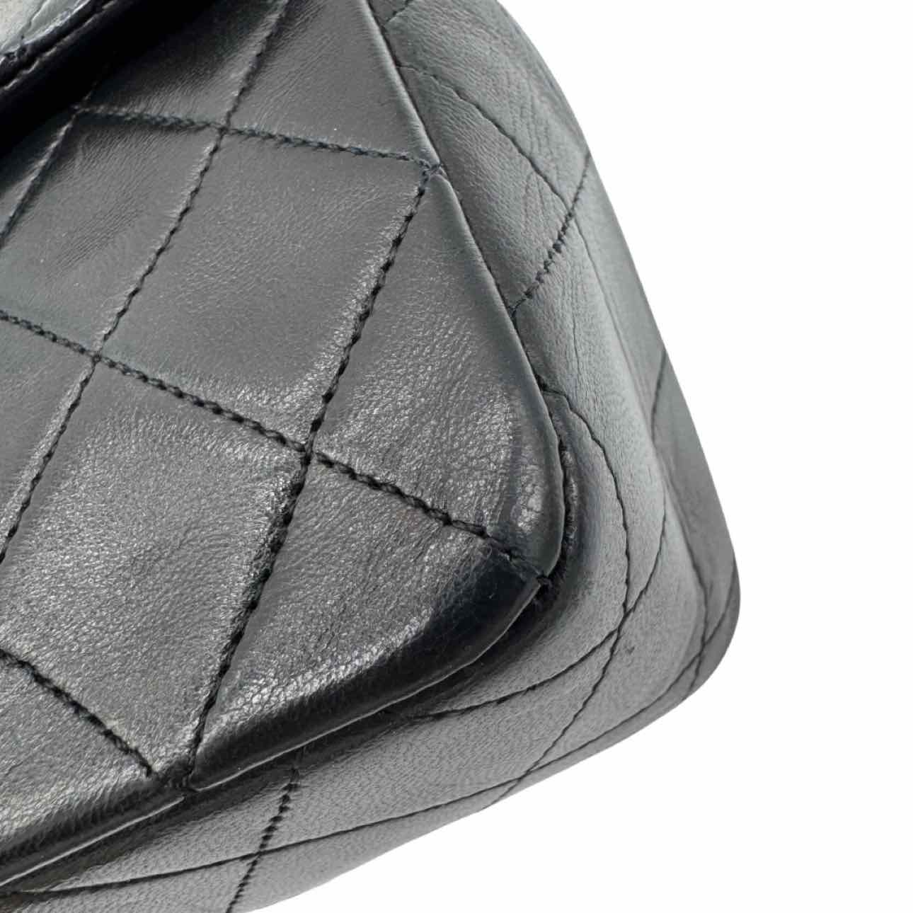 CHANEL Lambskin Quilted Twist Lock Mini Classic Half Flap Black