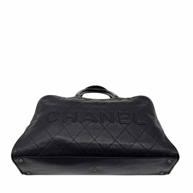 CHANEL Logo Caviar Boston Bag Black