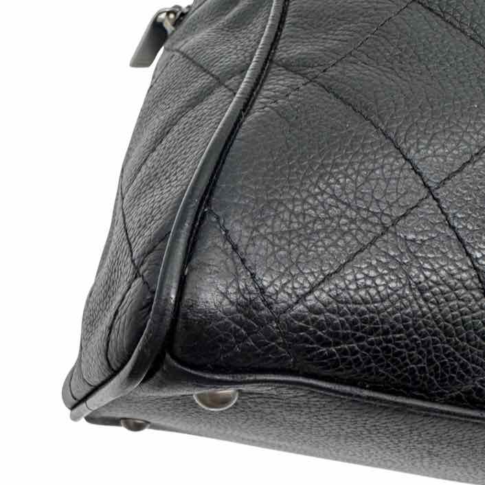 CHANEL Logo Caviar Boston Bag Black