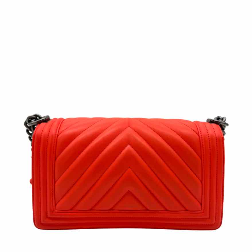 CHANEL Medium Chevron Boy Bag Scarlet (Pre-Owned)