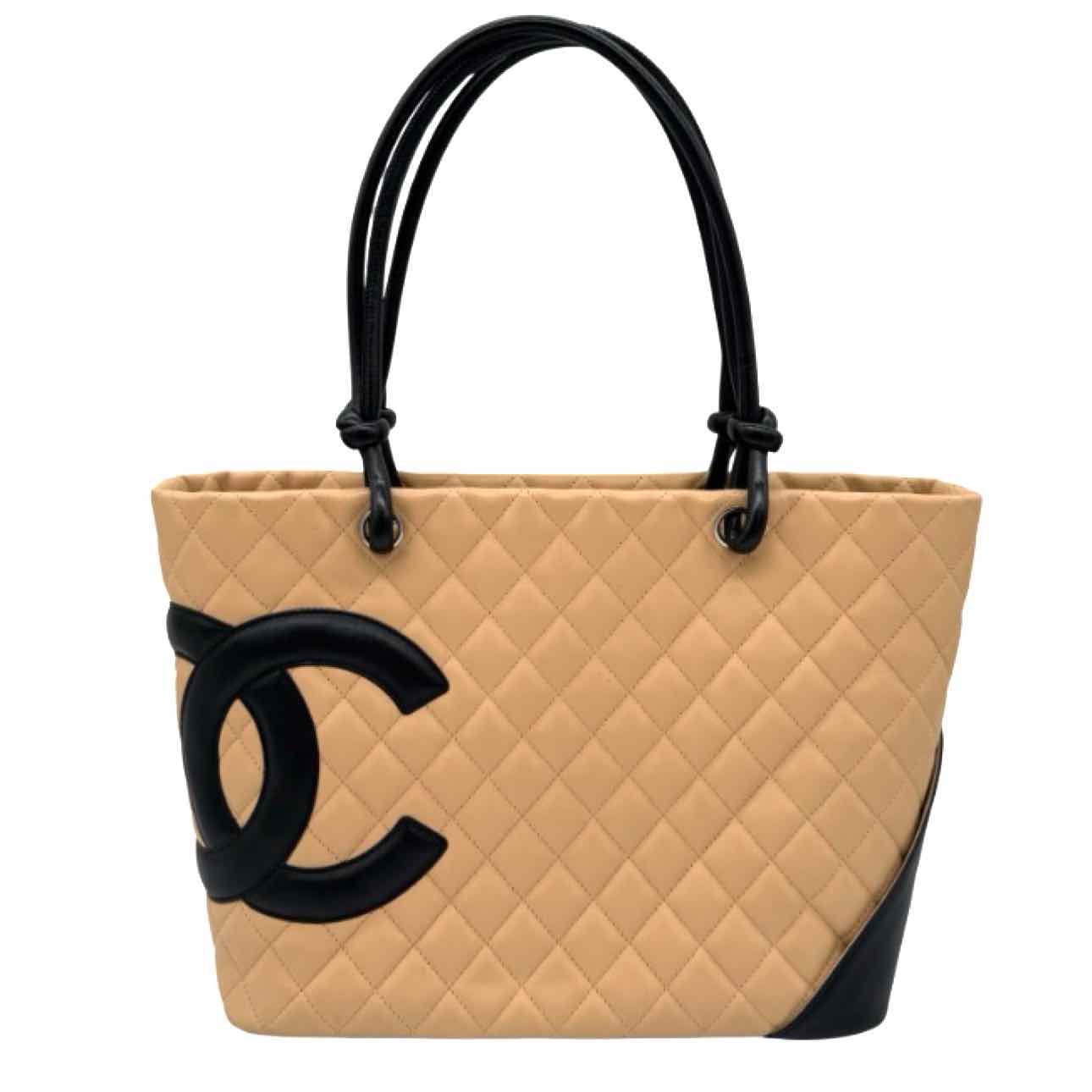 CHANEL Quilted Calfskin Medium Cambon Line Tote Bag Beige