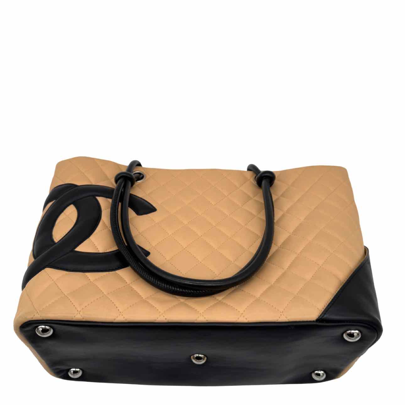 CHANEL Quilted Calfskin Medium Cambon Line Tote Bag Beige