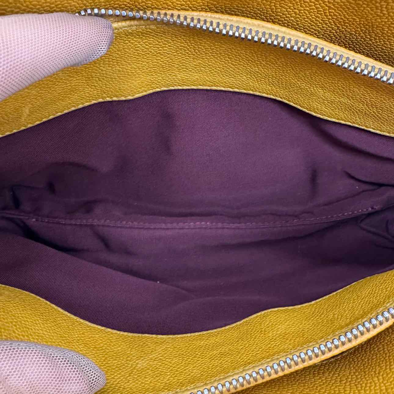 CHANEL Quilted Caviar French Riviera Tote Bag Yellow