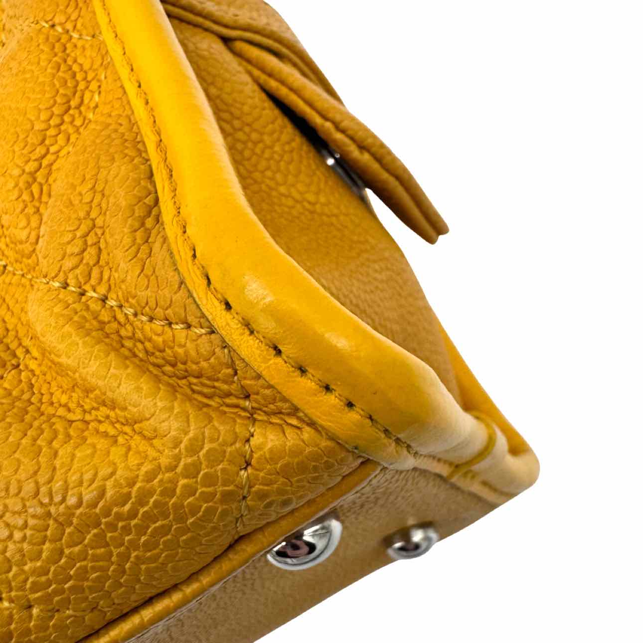 CHANEL Quilted Caviar French Riviera Tote Bag Yellow