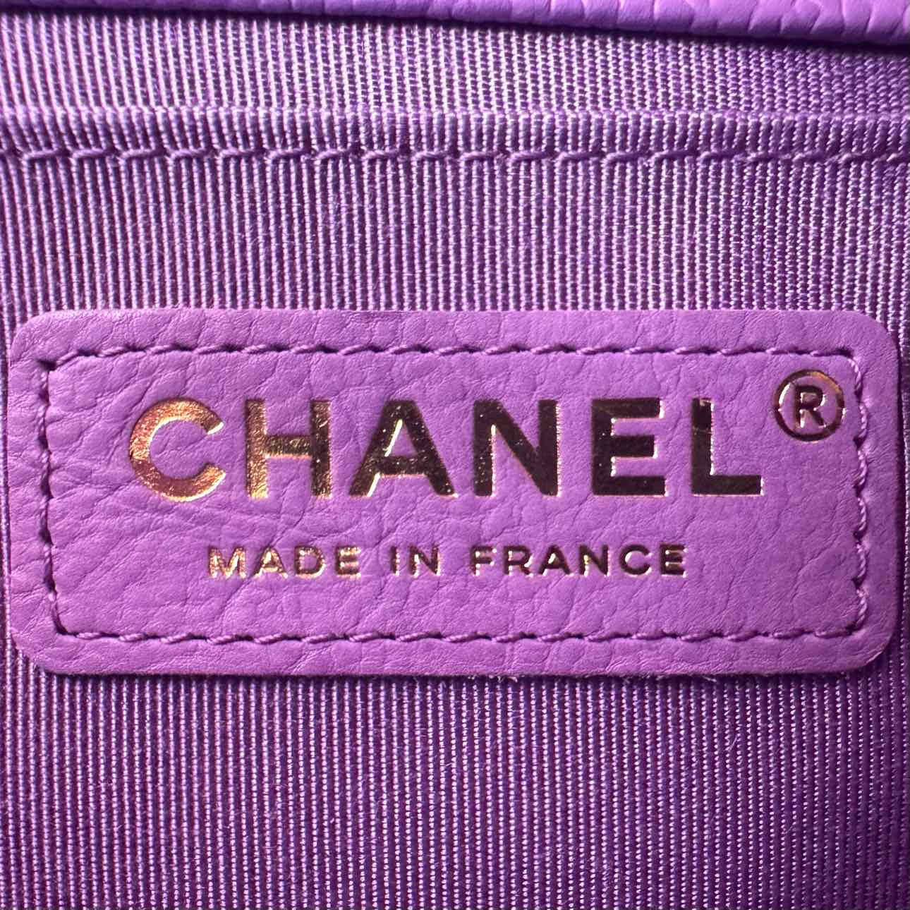 CHANEL Quilted Caviar Medium Boy Bag Purple