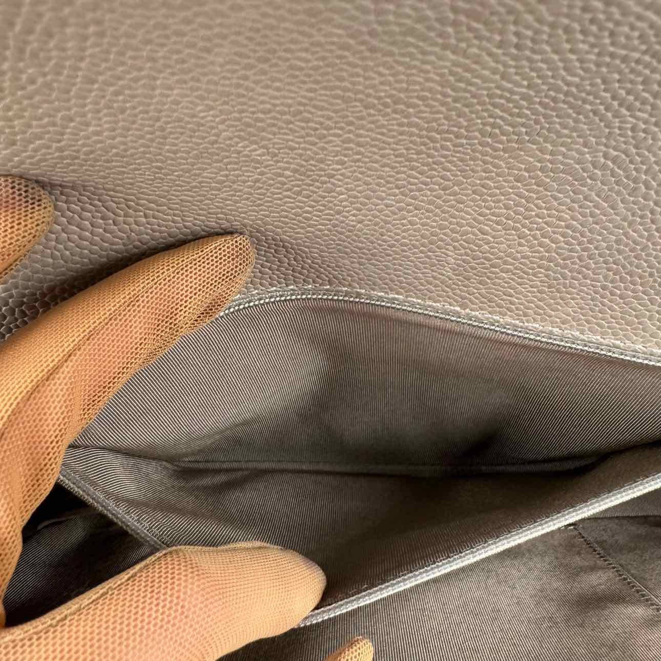 CHANEL Quilted Caviar Medium Boy Flap Beige