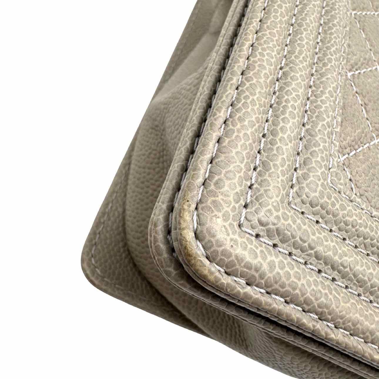 CHANEL Quilted Caviar Medium Boy Flap Beige