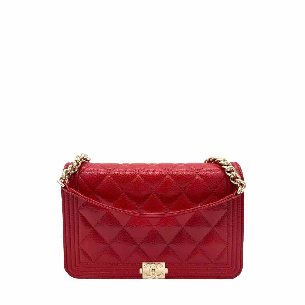 CHANEL Quilted Caviar Boy Wallet On Chain (Pre-Owned)