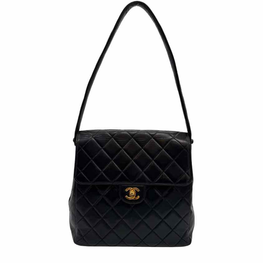 CHANEL Quilted Lambskin Double Sided Tall Flap Black