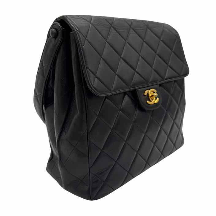 CHANEL Quilted Lambskin Double Sided Tall Flap Black
