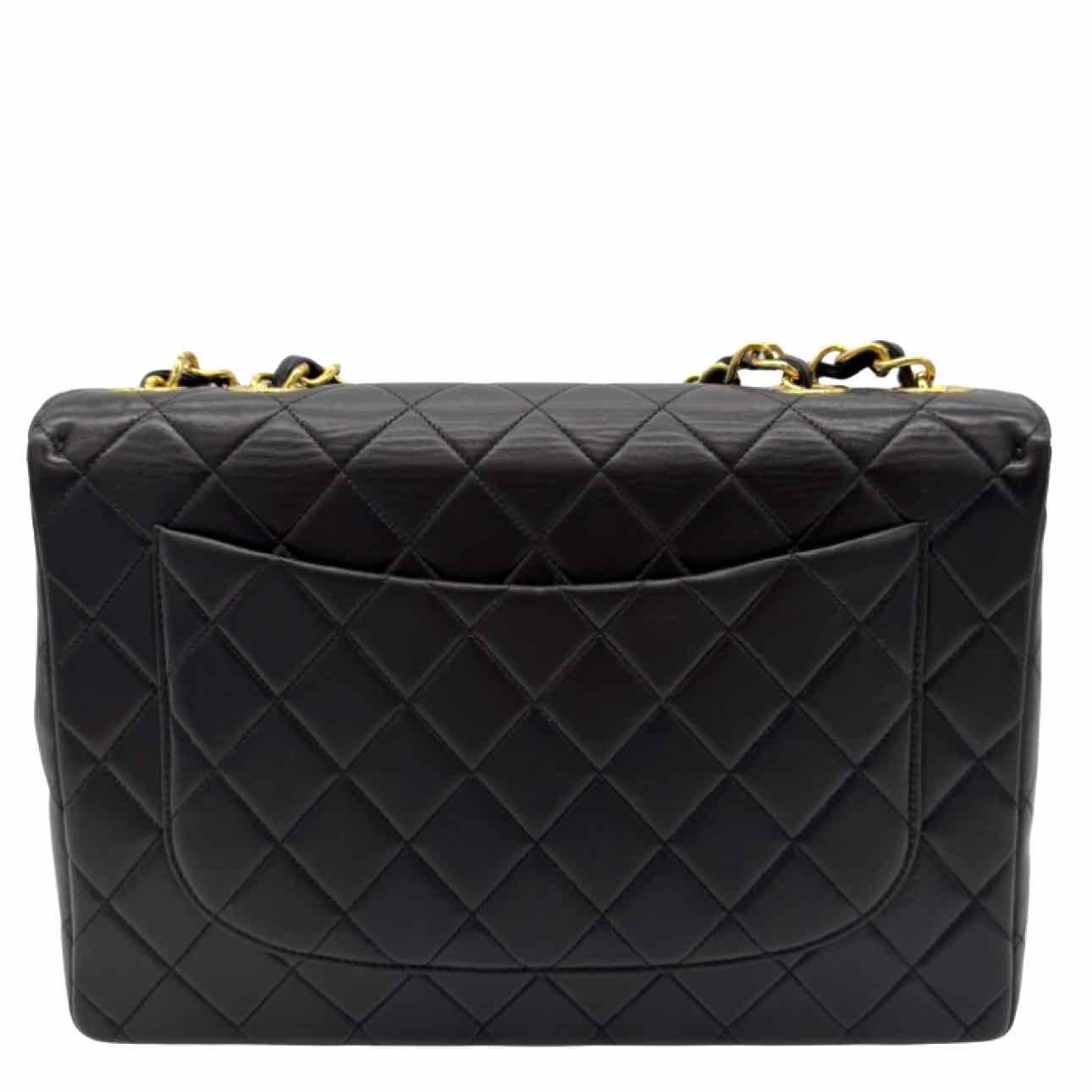CHANEL Quilted Lambskin Jumbo Classic Flap Bag Black