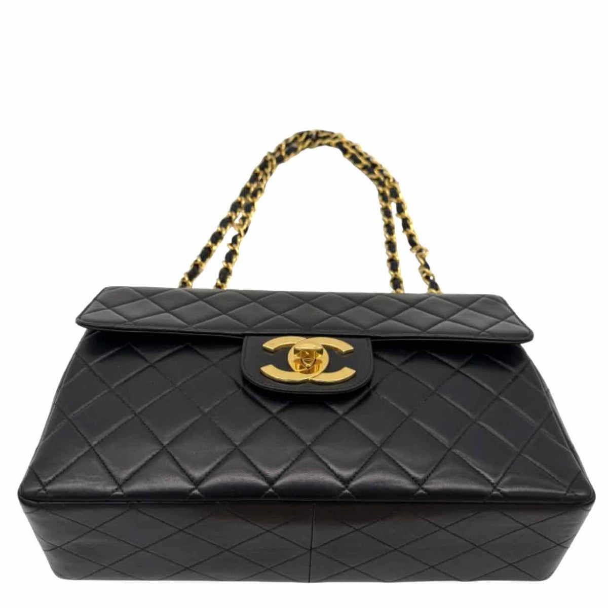 CHANEL Quilted Lambskin Jumbo Classic Flap Bag Black