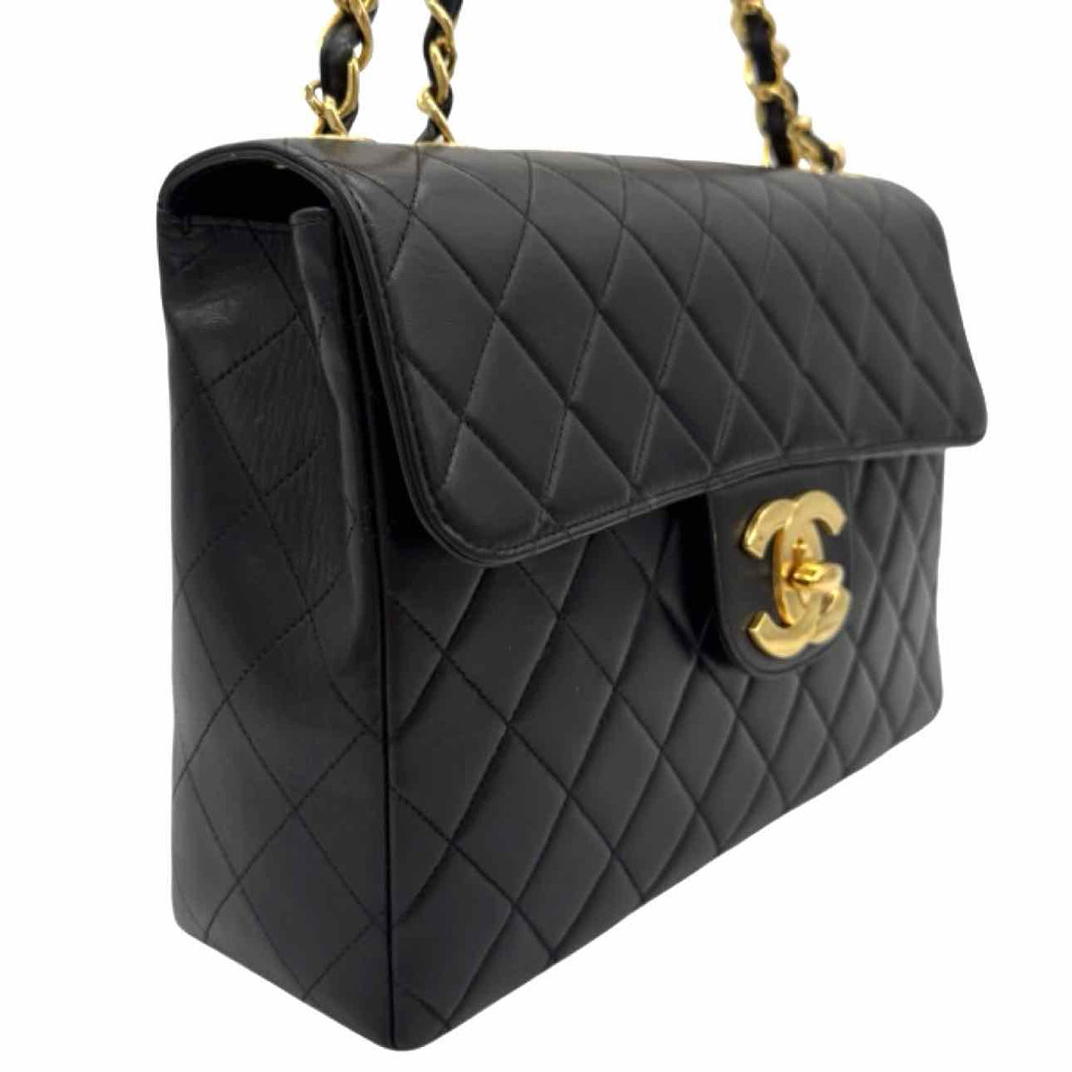 CHANEL Quilted Lambskin Jumbo Classic Flap Bag Black