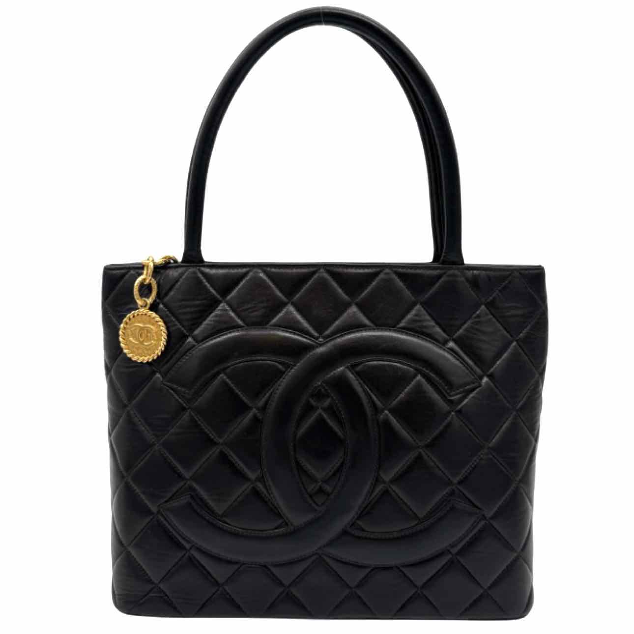 CHANEL Quilted Lambskin Medallion Tote Black