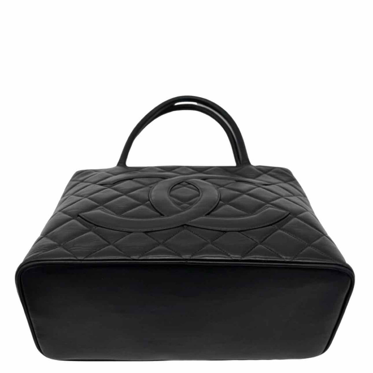 CHANEL Quilted Lambskin Medallion Tote Black