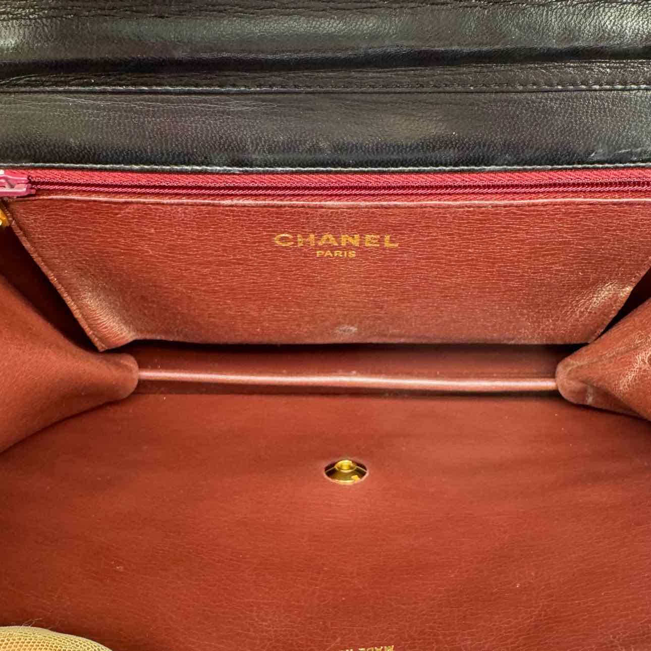 CHANEL Quilted Lambskin Push Lock Small Single Flap Back