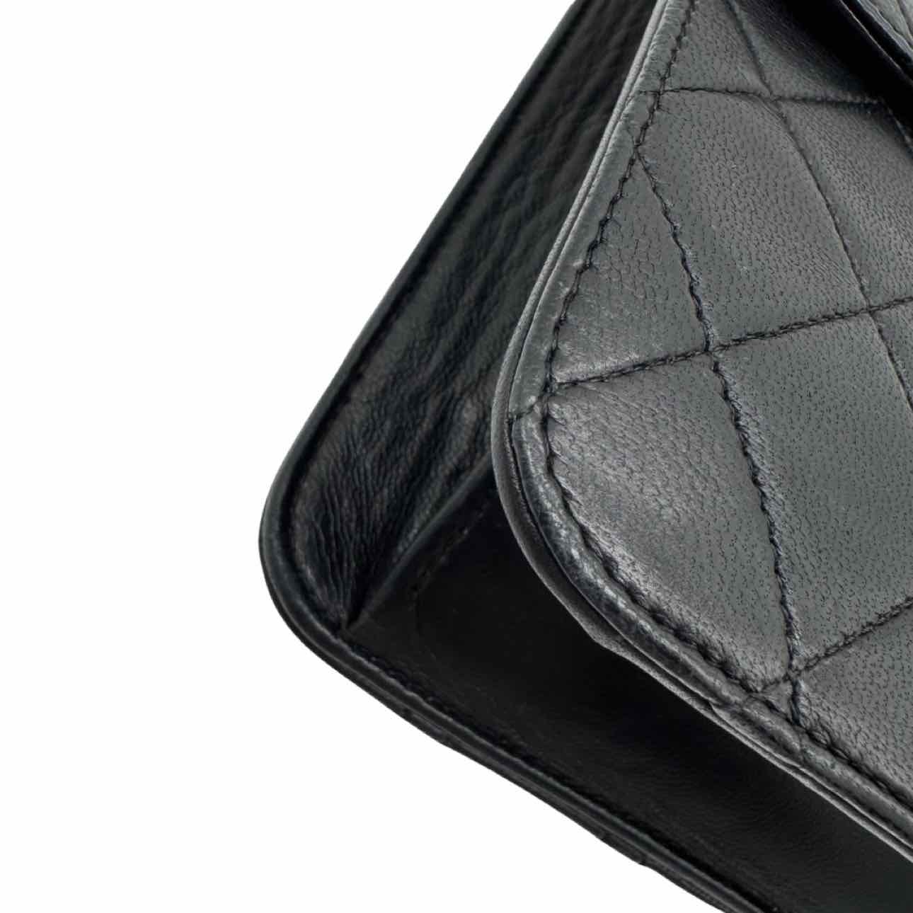 CHANEL Quilted Lambskin Push Lock Small Single Flap Back