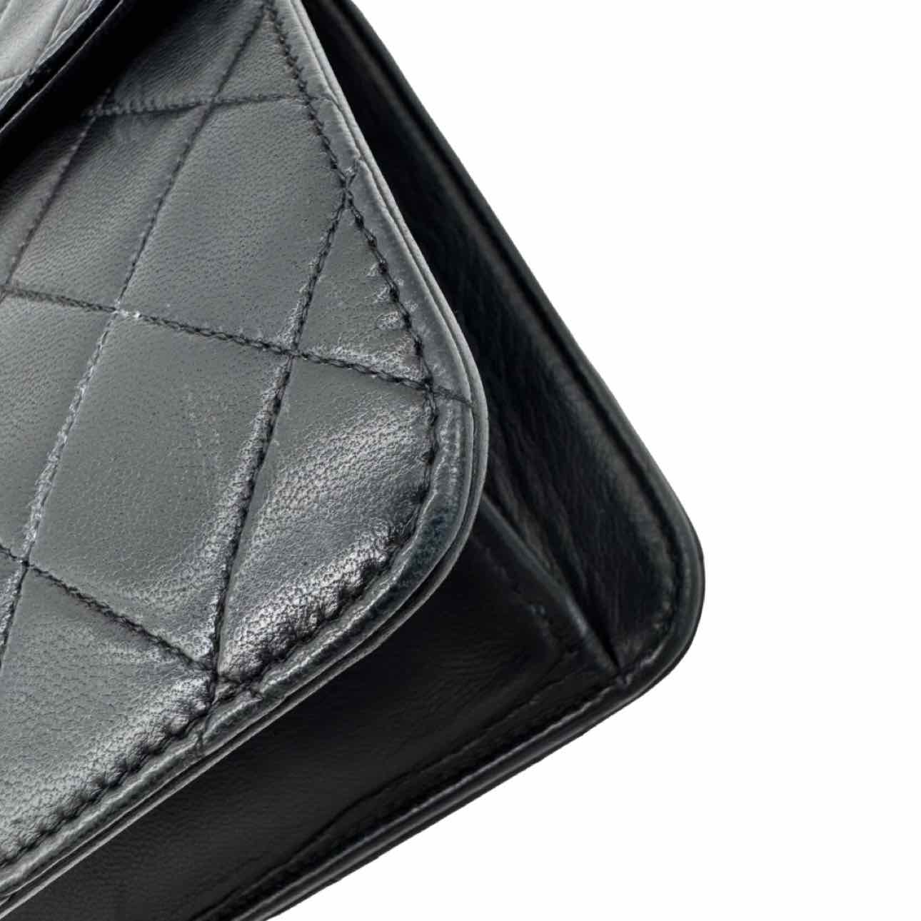 CHANEL Quilted Lambskin Push Lock Small Single Flap Back