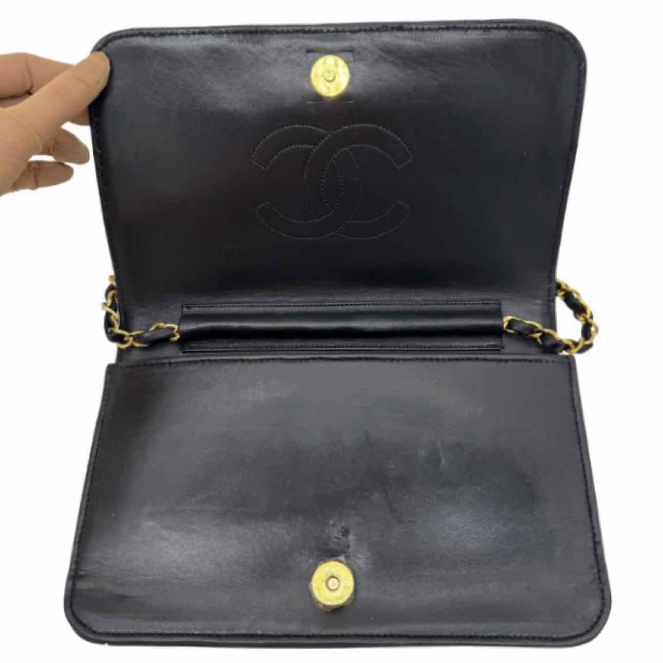 CHANEL Quilted Lambskin Push Lock Small Single Flap Back