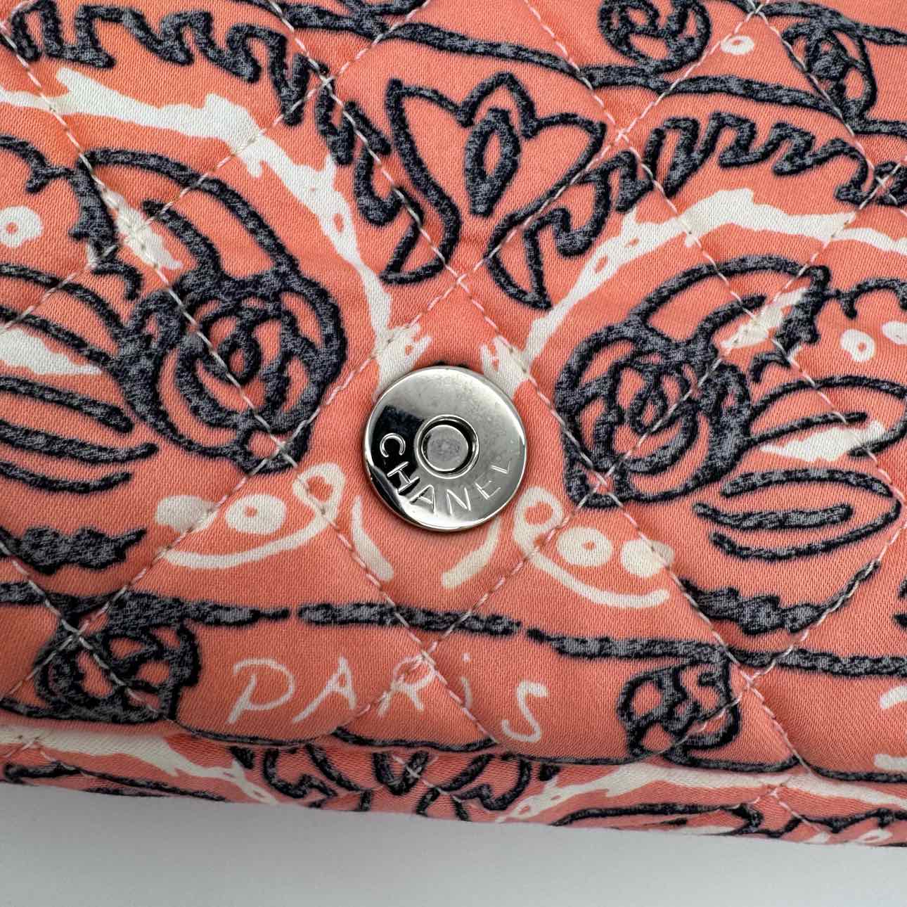 CHANEL Small Camellia Bandana Flap Chain Shoulder Bag Pink Silver HW (Pre-Owned)