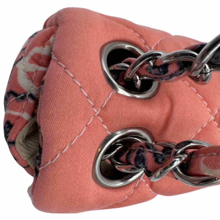 CHANEL Small Camellia Bandana Flap Chain Shoulder Bag Pink Silver HW (Pre-Owned)