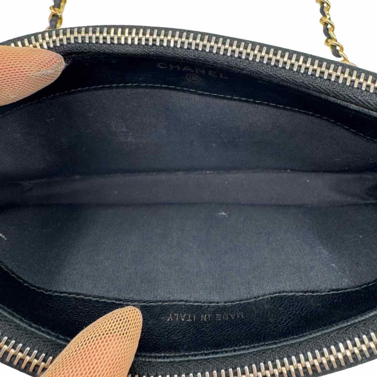 CHANEL Studded Lambskin Wallet On Chain Black