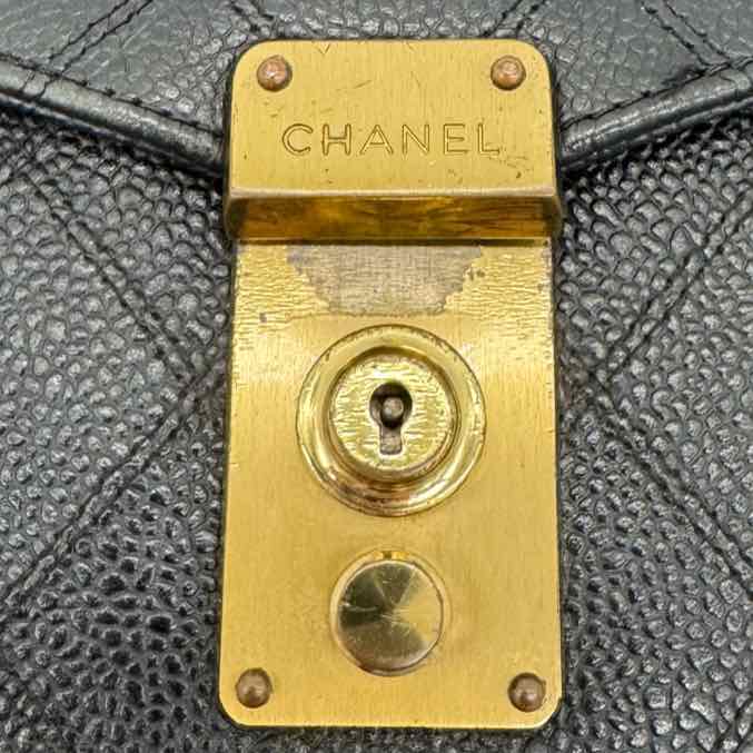 CHANEL Vintage Matelasse Cavier Briefcase Black