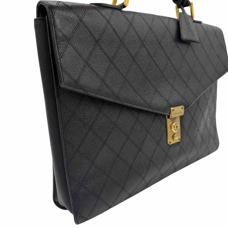 CHANEL Vintage Matelasse Cavier Briefcase Black
