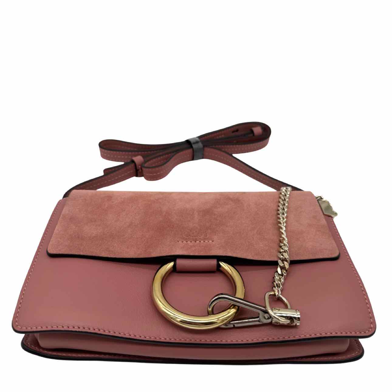 CHLOE Calfskin Leather Small Faye Shoulder Bag Motty Gray